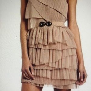 One shoulder tiered ruffle chiffon dress